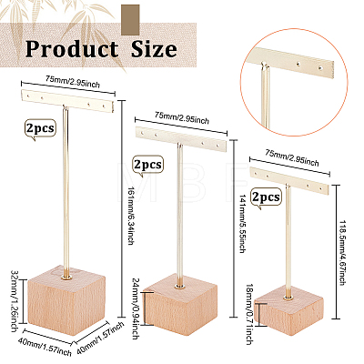 6Pcs 3 Sizes Iron T Bar Earring Display Stands EDIS-FG0001-78-1