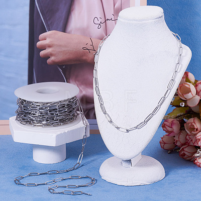 304 Stainless Steel Paperclip Chains Bracelet Necklace DIY Making Kit DIY-TA0009-67-1