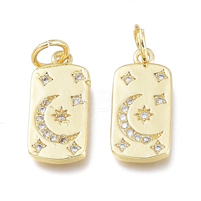 Brass Micro Pave Clear Cubic Zirconia Charms ZIRC-L076-054G-1