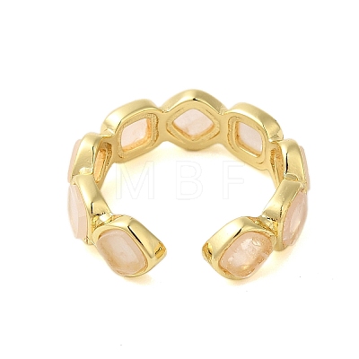 Square Natural Mixed Stone Open Cuff Rings RJEW-K272-02G-1