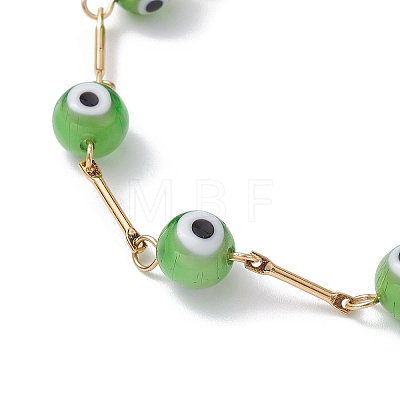 Lampwork Evil Eye Link Chain Bracelets BJEW-JB10045-05-1
