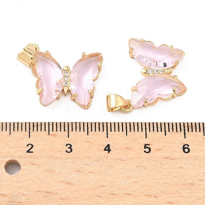 Brass Micro Pave Clear Cubic Zirconia Pendants ZIRC-P079-A01-04-1-1