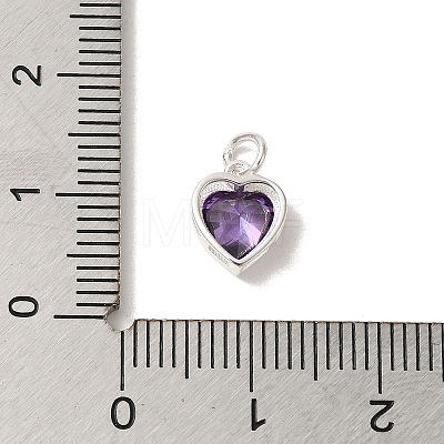 925 Sterling Silver Cubic Zirconia Heart Charms with Jump Rings FIND-U013-10S-06-1