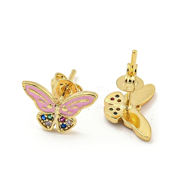 Butterfly Real 18K Gold Plated Brass Stud Earrings EJEW-L269-096G-02-1