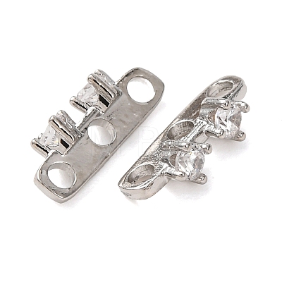 Brass Pave Clear Cubic Zirconia 3-Hole Spacer Bars KK-K422-21P-1
