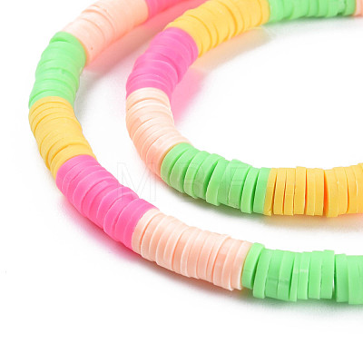 Fixed 4 Color Handmade Polymer Clay Bead Strands CLAY-S096-029N-1