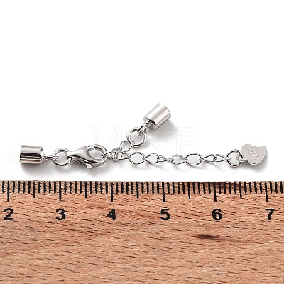 Rhodium Plated 925 Sterling Silver Curb Chain Extender STER-G039-04A-P-1