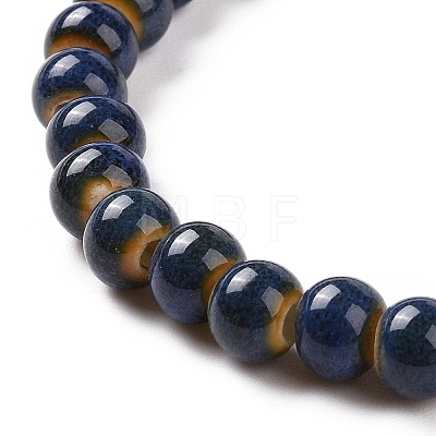 Handmade Fancy Antique Glazed Porcelain Ceramic Round Beads Strands PORC-L019-6mm-07-1