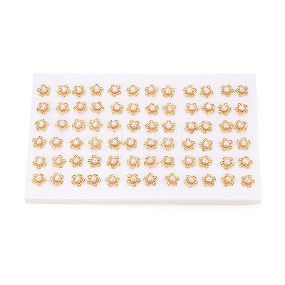 Flower Brass Natural Pearl Stud Earrings PEAR-N017-07F-1