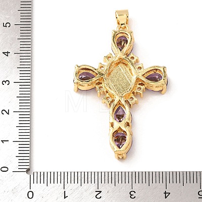 Rack Plating Brass Micro Pave Cubic Zirconia Pendants ZIRC-I059-15G-05-1
