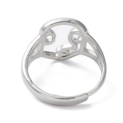 304 Stainless Steel Hollow Abstract Face Adjustable Rings RJEW-D006-25P-1