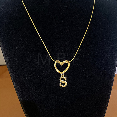 304 Stainless Steel Heart with Initial Pendant Necklaces for Women FS-WG4DC9E-19-1