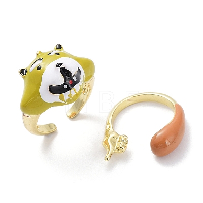 3D Animal Alloy Open Cuff Rings RJEW-D003-01A-G-1
