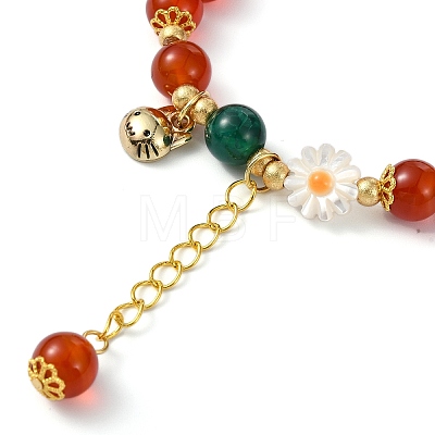 Natural Red Agate Beads Stretch Bracelets for Women BJEW-JB11360-02-1