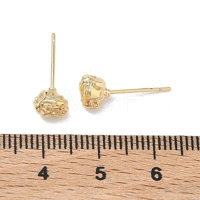 Nuggets Brass Stud Earrings EJEW-F403-01G-1