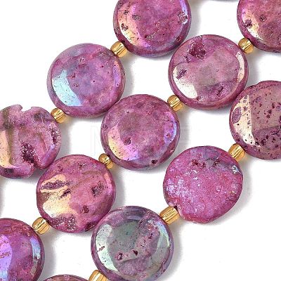 Electroplated Natural Druzy Geode Crystal Beads Strands G-G459-04-1