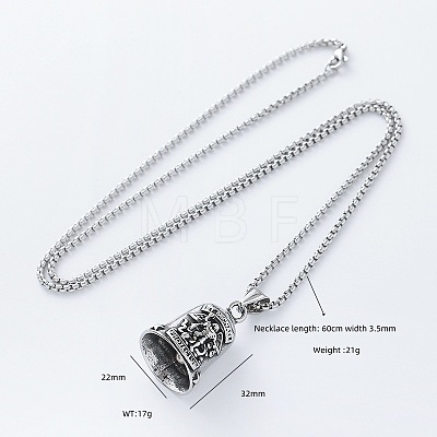 Vintage 304 Stainless Steel Archangel Saint Michael Bell Pendant Necklaces for Women DL5649-1