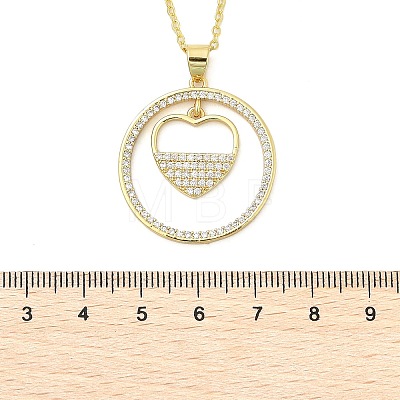 Brass Micro Pave Clear Cubic Zirconia Ring Pendant Necklaces NJEW-P322-A04-G-1