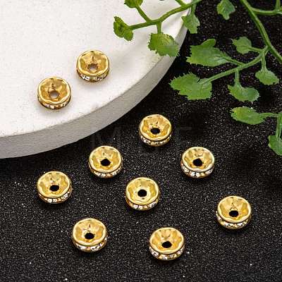 Iron Rhinestone Spacer Beads X-RB-A010-8MM-G-1