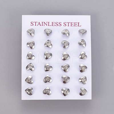 304 Stainless Steel Rhinestone Stud Earrings EJEW-F227-03P-1