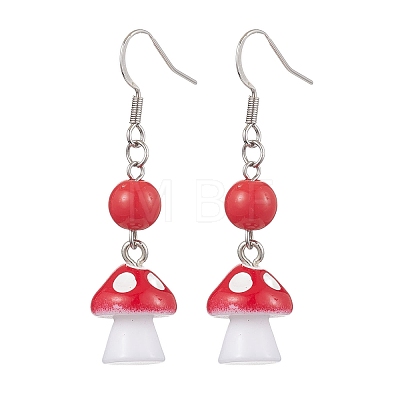 Mushroom & Round Plastic Dangle Earrings EJEW-JE05866-1