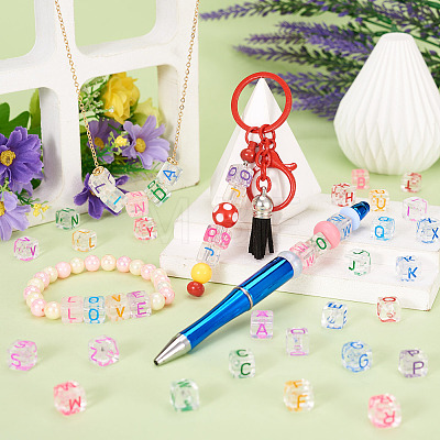 50Pcs Acrylic European Beads MACR-TADJ0001-13W-1
