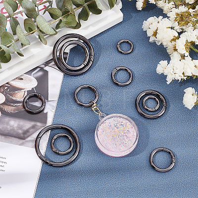 20Pcs 5 Style Alloy Spring Gate Ring PALLOY-PH0001-72B-1