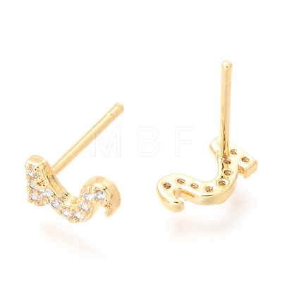 Brass Micro Pave Clear Cubic Zirconia Stud Earrings EJEW-O103-03G-1