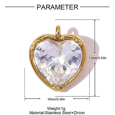 304 Stainless Steel Micro Pave Cubic Zirconia Pendants STAS-OY007-52G-1