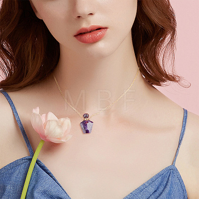 15 Piece DIY Natural Amethyst Perfume Bottle Pendant Necklaces Making Kits DIY-SC0014-86B-1