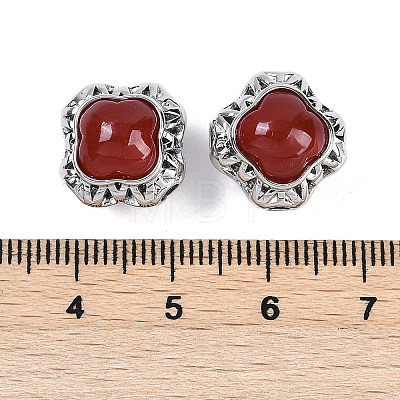 Brass Pave Natural Carnelian(Dyed & Heated) Beads KK-U043-38P-01-1