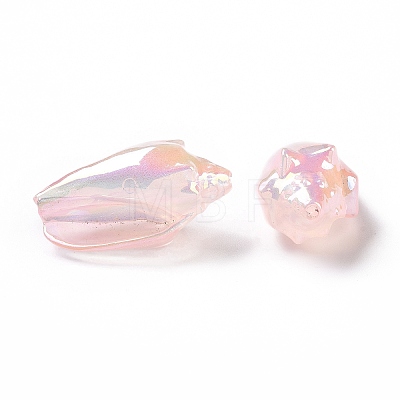 UV Plating Rainbow Iridescent Acrylic Beads OACR-E007-04E-1