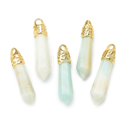 Bullet Natural Flower Amazonite Pointed Pendants G-E332-C38-G-1