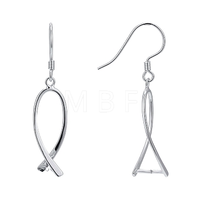 Anti-Tarnish Rhodium Plated 925 Sterling Silver Earring Findings STER-F048-38P-1