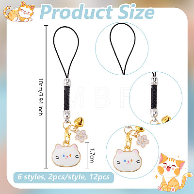 Cat Shape Alloy Enamel Pendant Decorations HJEW-AB00718-1