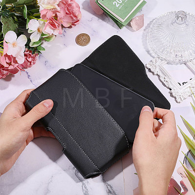 Rectangle Cowhide Mobile Phone Waist Belt Pouches AJEW-WH0596-952-1