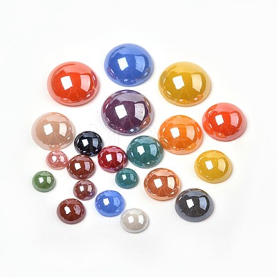 Mixed Half Round/Dome Pearlized Glass Cabochons GGLA-X0008-B-1