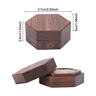 Hexagon Wooden Finger Ring Boxes CON-WH0085-66-1