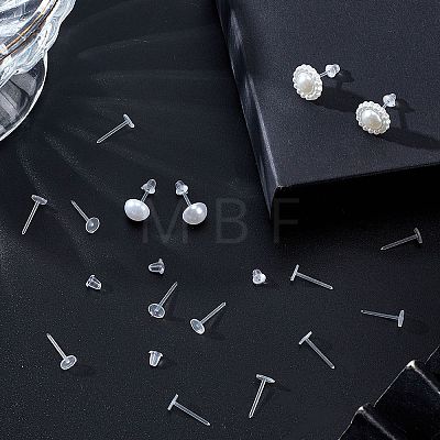 SOFPLATE 500Pcs Eco-Friendly Plastic Stud Earring Findings KY-SP0001-03B-1