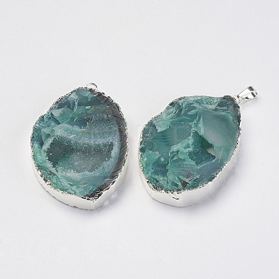 Natural & Dyed Druzy Agate Pendants G-F397-05-1