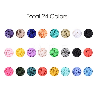 240g 24 Colors Handmade Polymer Clay Beads CLAY-JP0001-10-8mm-1