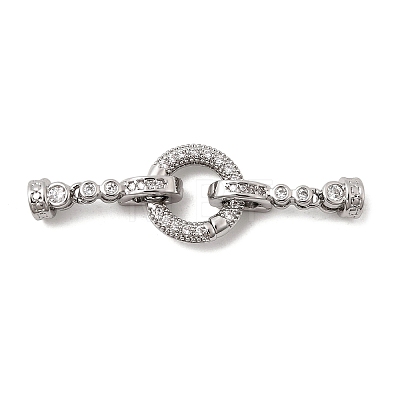 Brass Micro Pave Clear Cubic Zirconia Fold Over Clasps KK-B189-01P-1