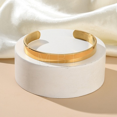 304 Stainless Steel Plain Cuff Bangles for Women BJEW-P344-01B-G-1