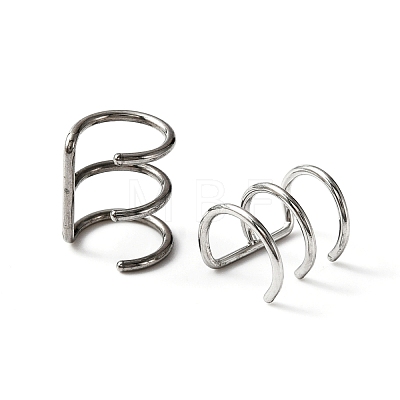 304 Stainless Steel Triple Line Wide Chunky Cuff Earrings for Women EJEW-TAC0015-10P-1