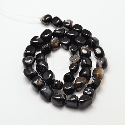 Dyed Natural Black Agate Nuggets Beads Strands G-P092-33-1
