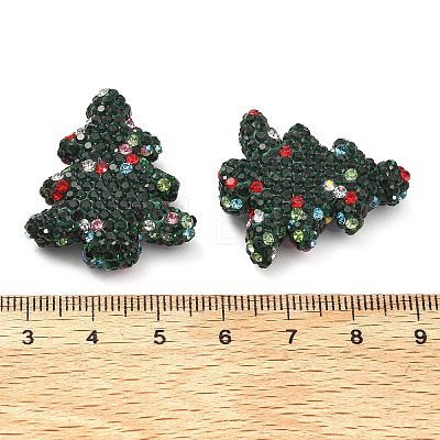 Christmas Tree Polymer Clay Rhinestone Beads CLAY-NH0001-14H-1