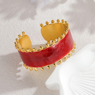 304 Stainless Steel Enamel Cuff Bangles for Women LS-BJEW-F518-03C-G-1