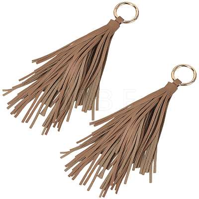 2Pcs PU Leather Tassel Pendant Keychains FIND-CL0002-41A-1