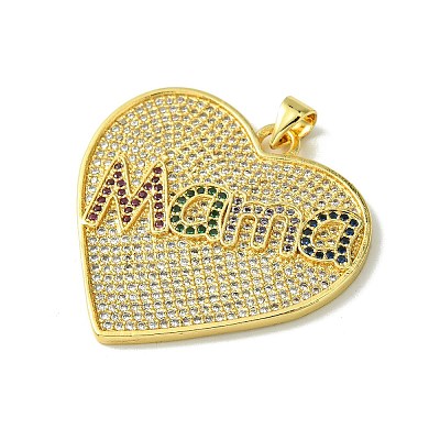 Mother's Day Real 18K Gold Plated Brass Micro Pave Cubic Zirconia Pendant KK-H472-05G-01-1