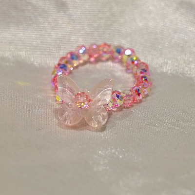 Handmade Lampwork Beaded Finger Rings WG40BFE-01-1